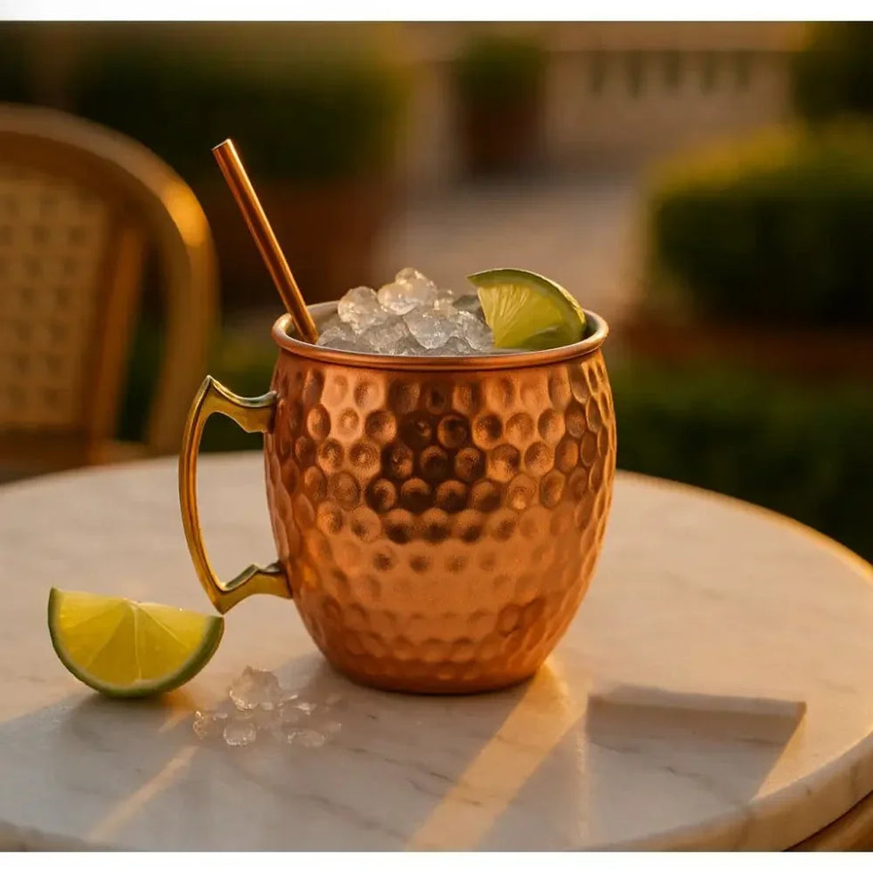 500ml Copper Cocktail Mug with Hammered Finish