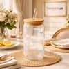 Bow Style Mason Jar – Aesthetic Glass Tumbler with Bamboo Lid