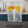 Elegant Glass Drink Dispenser Set – Twin Jars with Sturdy Metal Stand - Clarify.pk