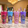 Labubu Printed Straw Tumbler – 750ml (Random Print) - Clarify.pk