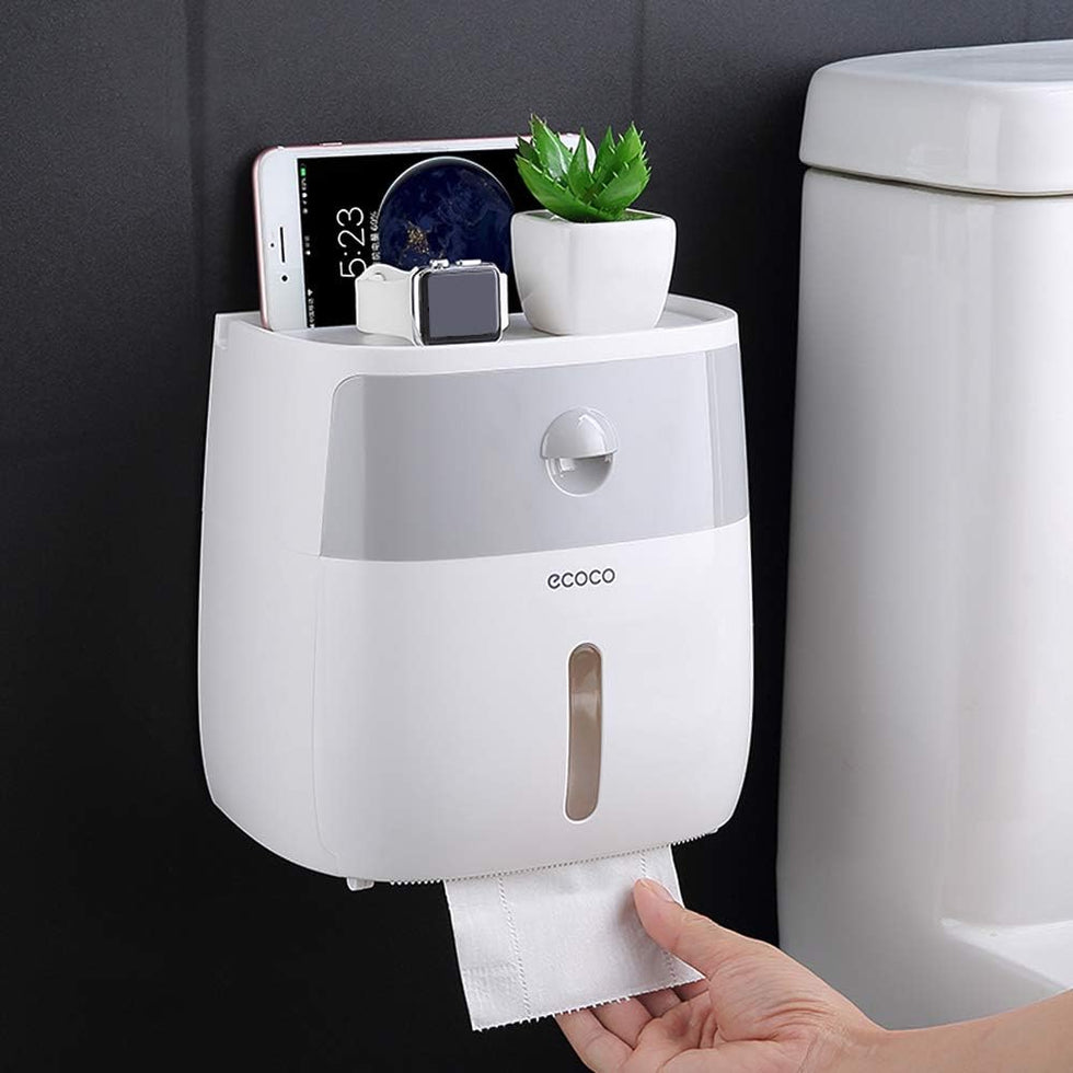 ECOCO Double-Layer Tissue Box & Stationery Storage Organizer