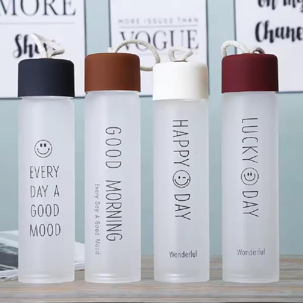 380ml Glass Water Bottle - BPA-Free Leakproof Flask