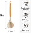 Silicone Spoon with Wooden Handle - Heat-Resistant Cooking Ladle