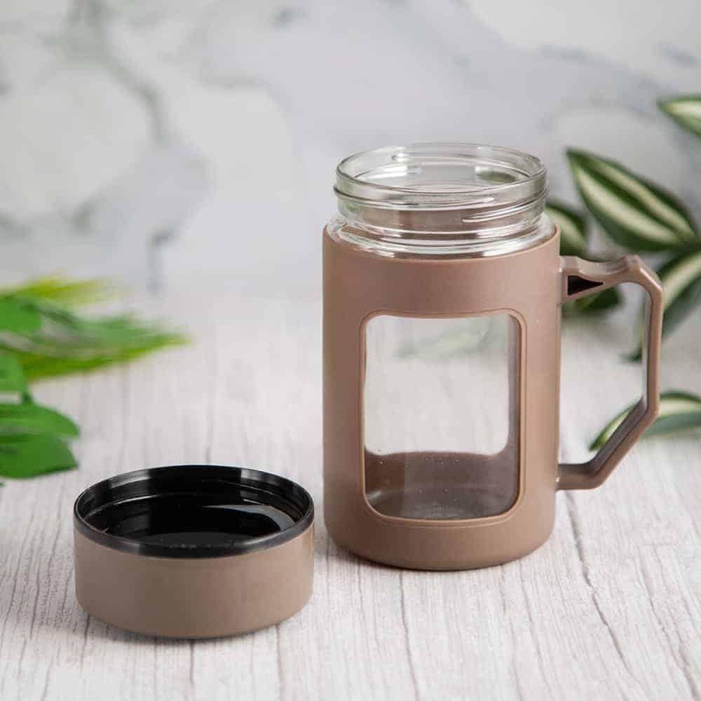 Minimalist Glass Tumbler with Bamboo Lid & Glass Straw (Random Color)