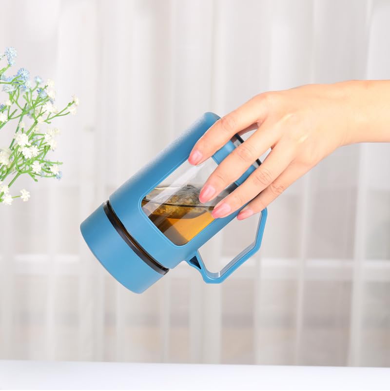 Minimalist Glass Tumbler with Bamboo Lid & Glass Straw (Random Color)