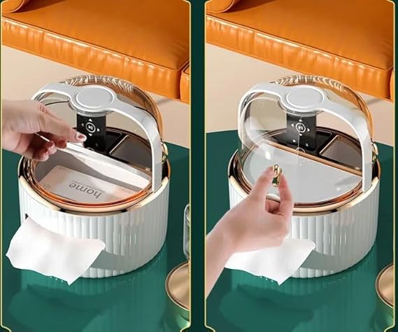 Premium Vanity Organizer - Tissue Box & Skincare Showcase with Acrylic Door