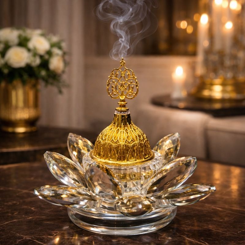Crystal Lotus Incense Burner – Imperial Elegance