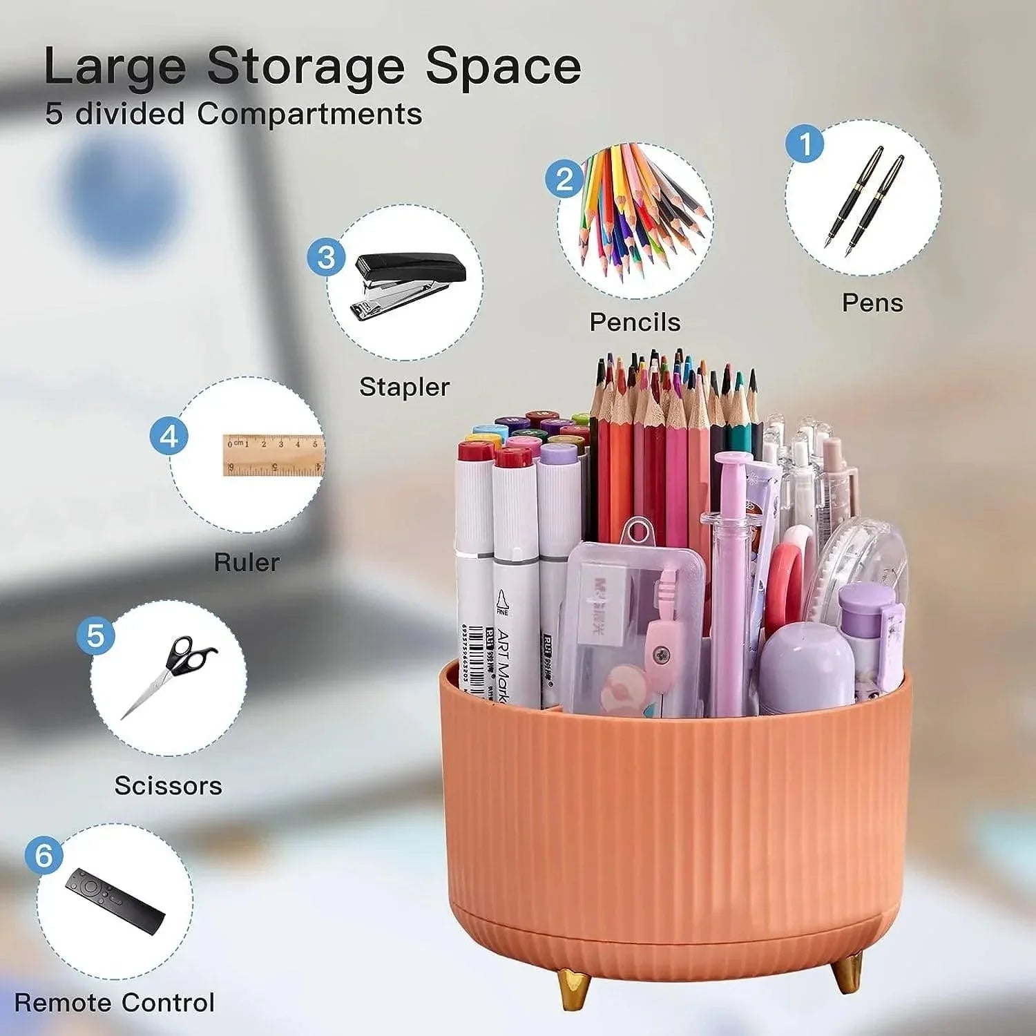 360° Rotating Makeup Brush Organizer - Stylish Desktop Storage Solution - Clarify.pk
