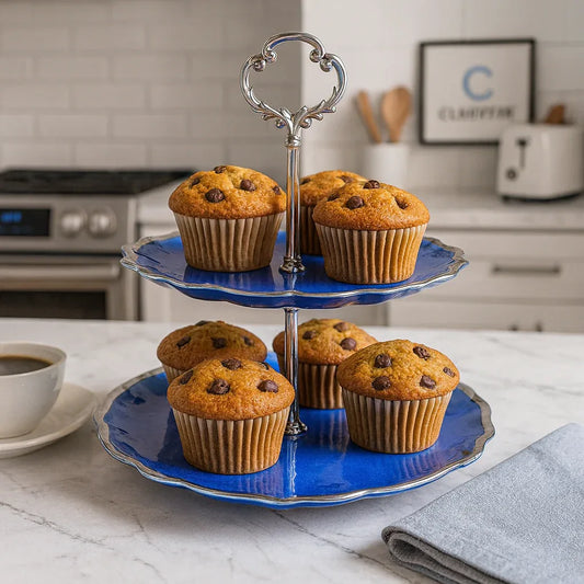 Glass 2-Tier Cupcake Stand – Elegant Dessert & Cake Stand - Clarify.pk