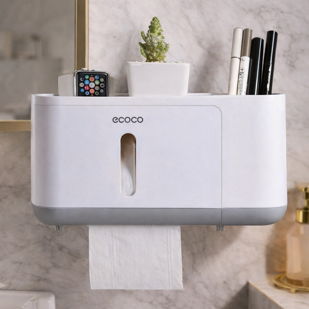 Ecoco Wall-Mounted Tissue Holder – Multifunctional Waterproof Station IT