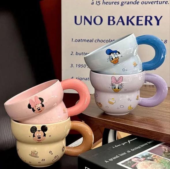 Disney Mickey & Friends Bubble Pastel Ceramic Mug – Donald Duck 3D Sculpted Handle Coffee Cup