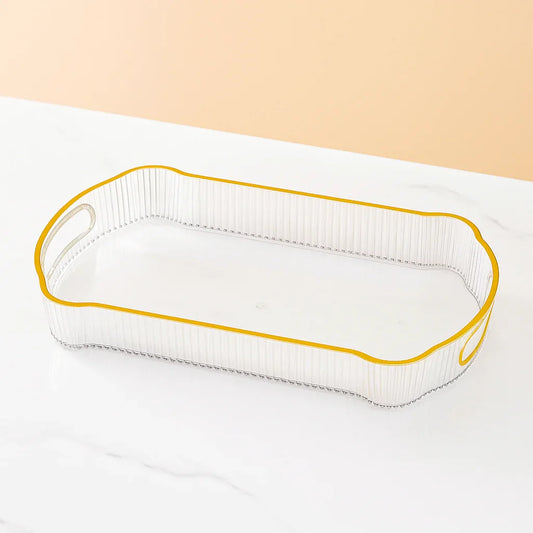 Transparent Acrylic Tray with Golden Rim - Clarify.pk