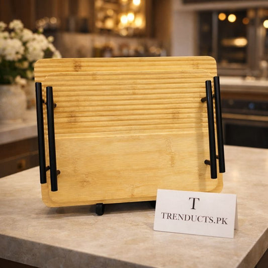 Artisanal Bamboo 2-Piece Rectangular Nesting Tray Set MJ