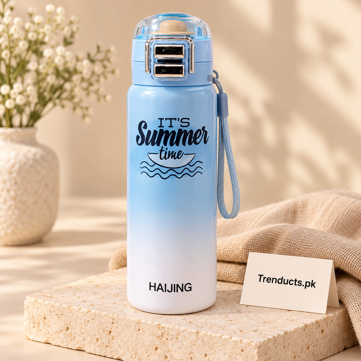 550ml Stainless Steel Water Bottle with Strap (Random Color)