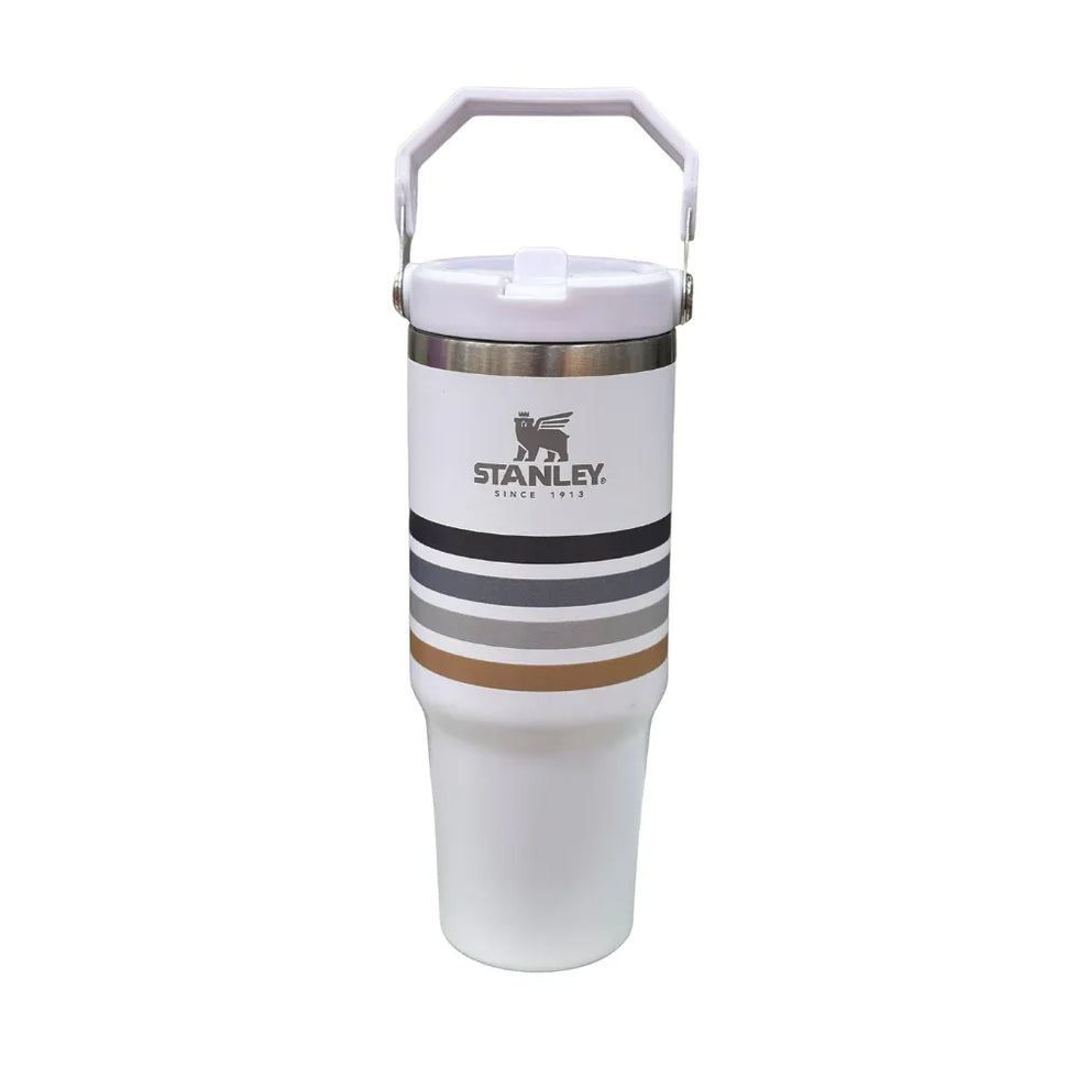 Stanley 30oz Travel Tumbler – White Striped Edition - Clarify.pk
