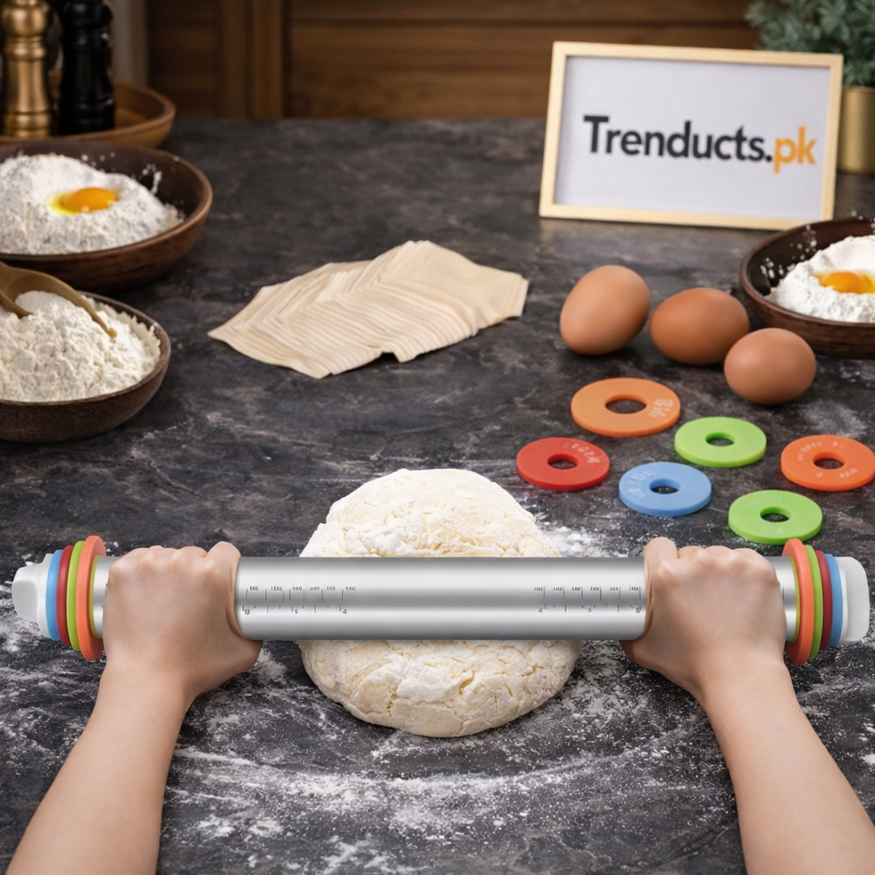 Adjustable Stainless Steel Rolling Pin with Thickness Rings