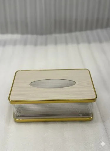 Acrylic Tissue Box with Wooden Base – Modern Dispenser - Clarify.pk