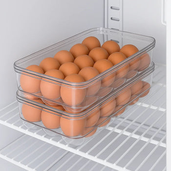 Acrylic Egg Tray 18-Eggs with Lid – Clear Stackable Organizer - Clarify.pk