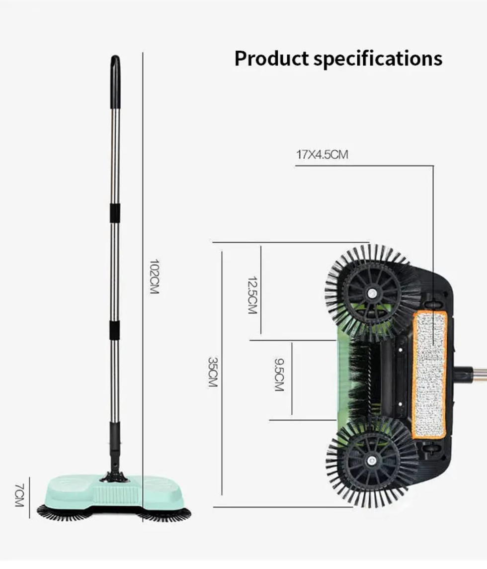 3-in-1 Hand Push Sweeper Magic Broom - Manual Floor Sweeper & Mop