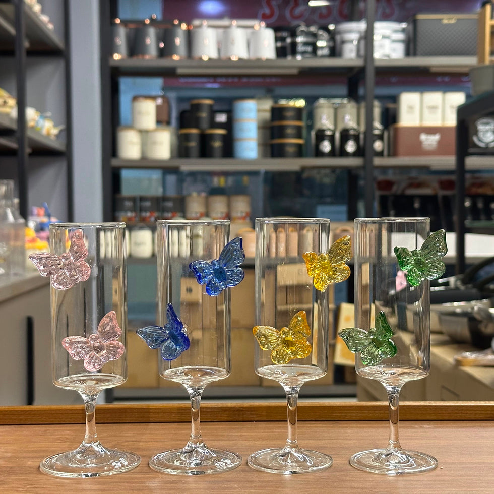 Luxury 3D Butterfly Stemmed Glass – Elegant Crystal Drinkware