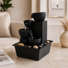 Mini Black Pot Fountain – Electric Indoor Waterfall with LED Light