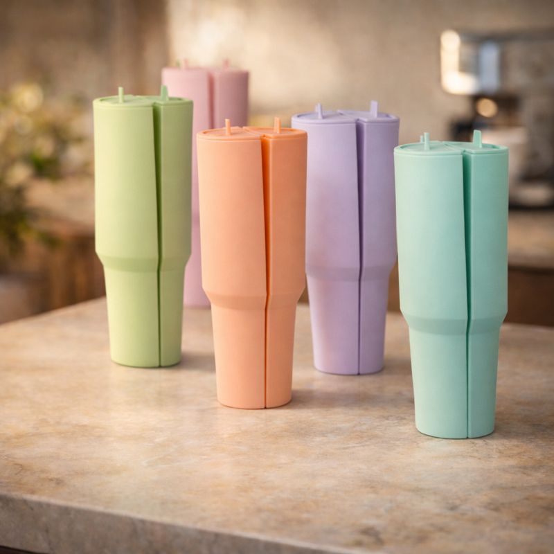 Silicone Water Bottle Liner Drink Divider - Double-Flavor Insert for 40oz Tumblers