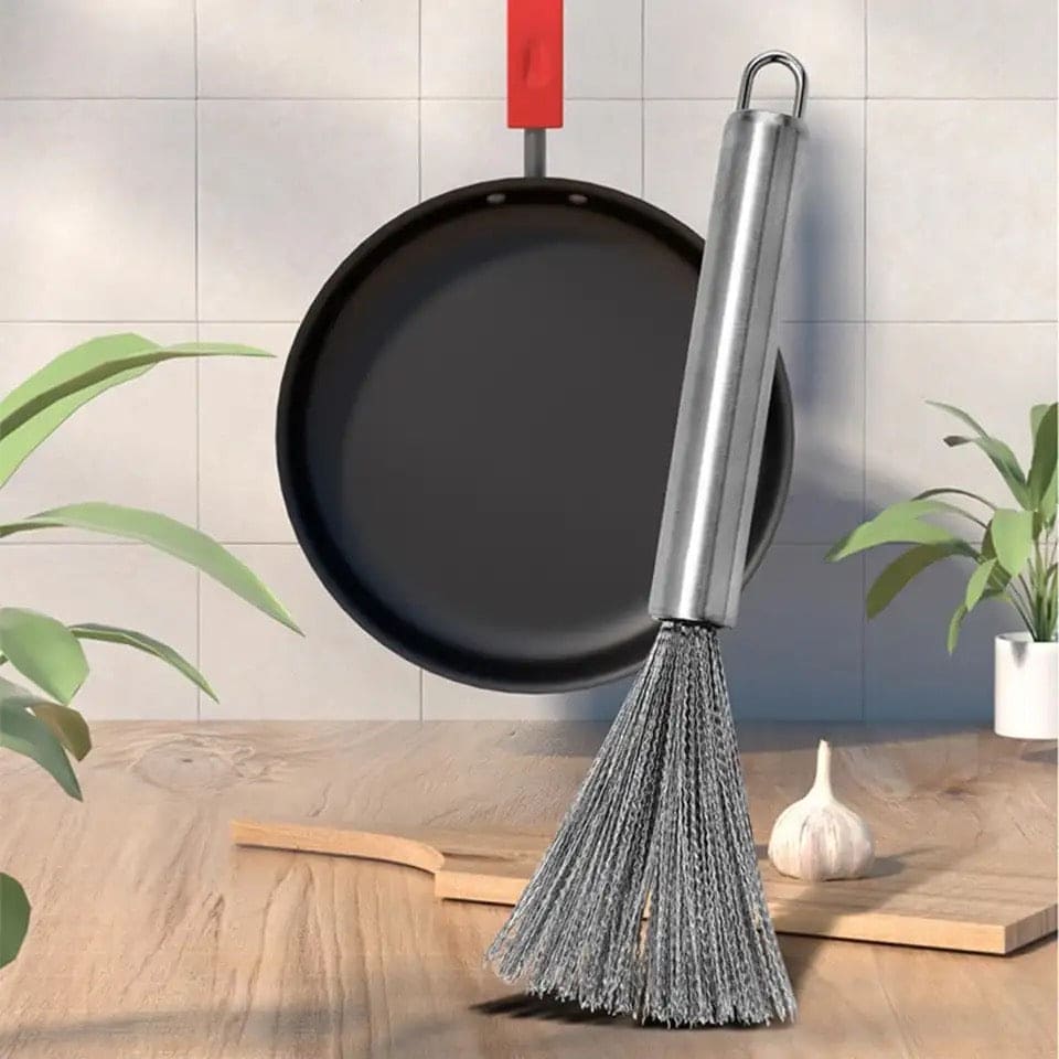 Stainless Steel Pot Brush - Long Handle Kitchen Scrubber
