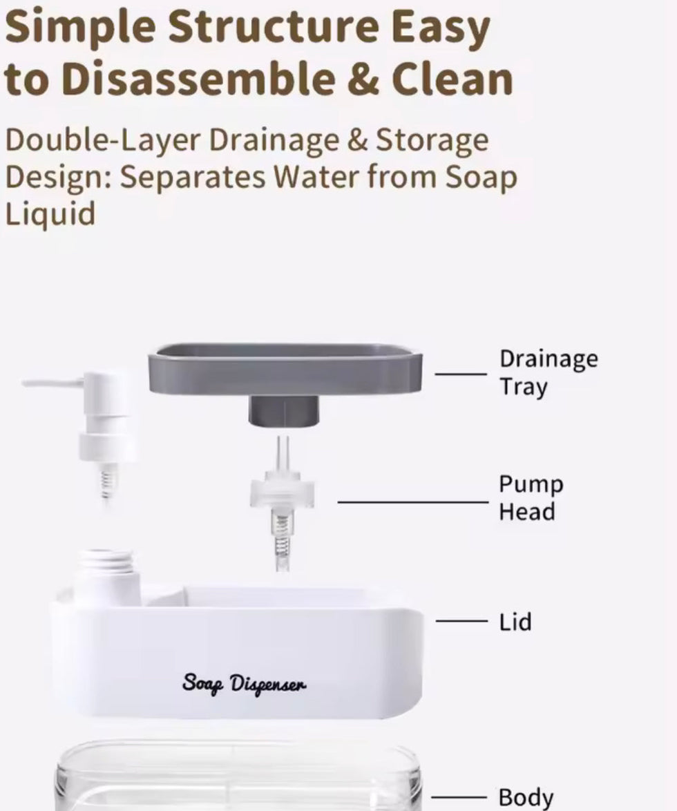 2-in-1 Soap Dispenser with Sponge Dispenser Holder – Kitchen Sink Organiser