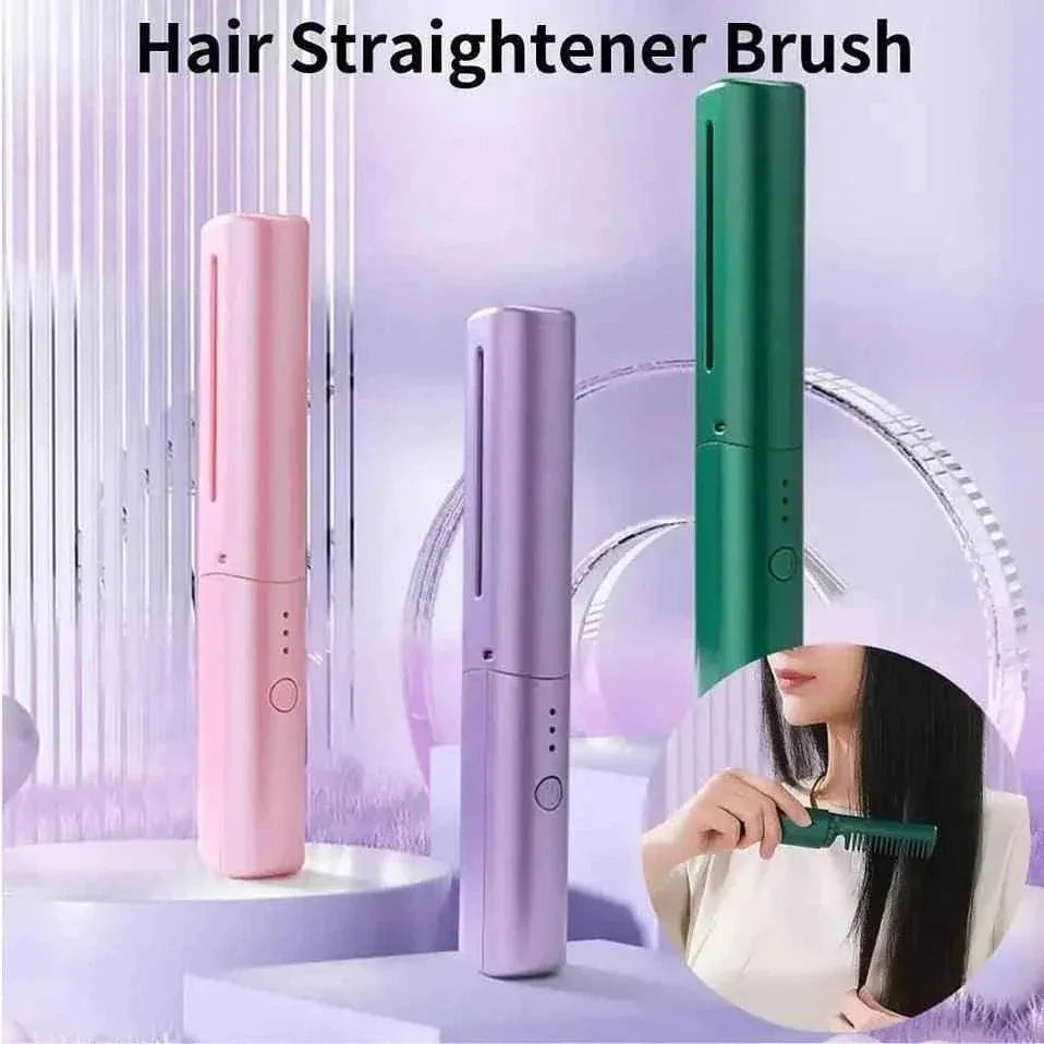 Cordless Hair Straightener Comb - Wireless Rechargeable Travel Device