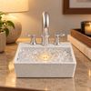 Luxury Sink-Style Tabletop Water Fountain with Faucet, Crystal Pebbles & LED Light