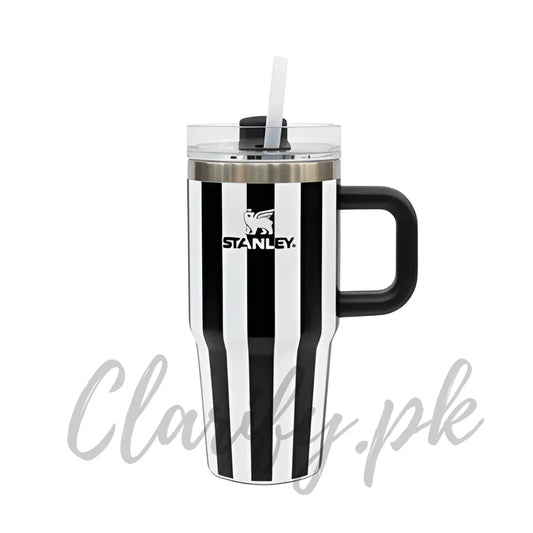 Stanley Style Black Striped Tumbler – Premium Quality - Clarify.pk