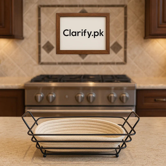 Modern Rectangular Rope Roti Basket with Black Metal Holder - Clarify.pk