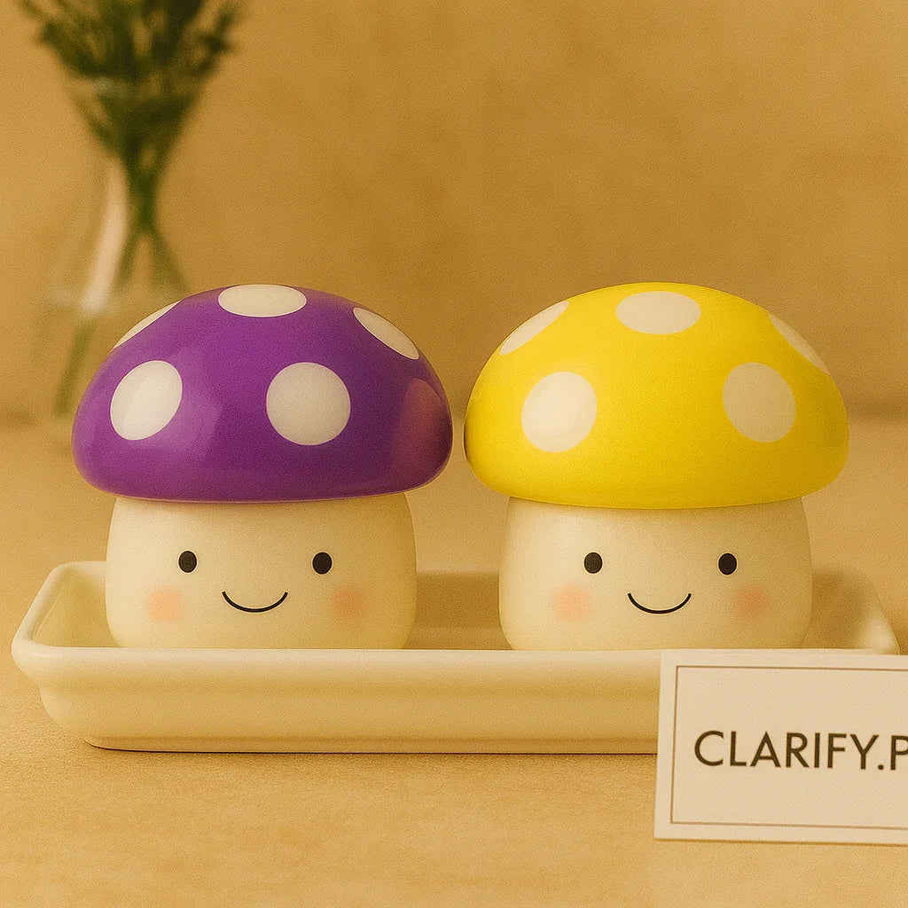 Mushroom Salt & Pepper Shaker Set – Cute Ceramic Kitchen Table Décor - Clarify.pk