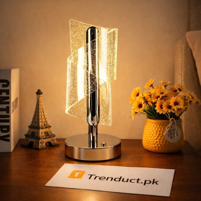 Aurora Crystal Spiral LED Table Lamp