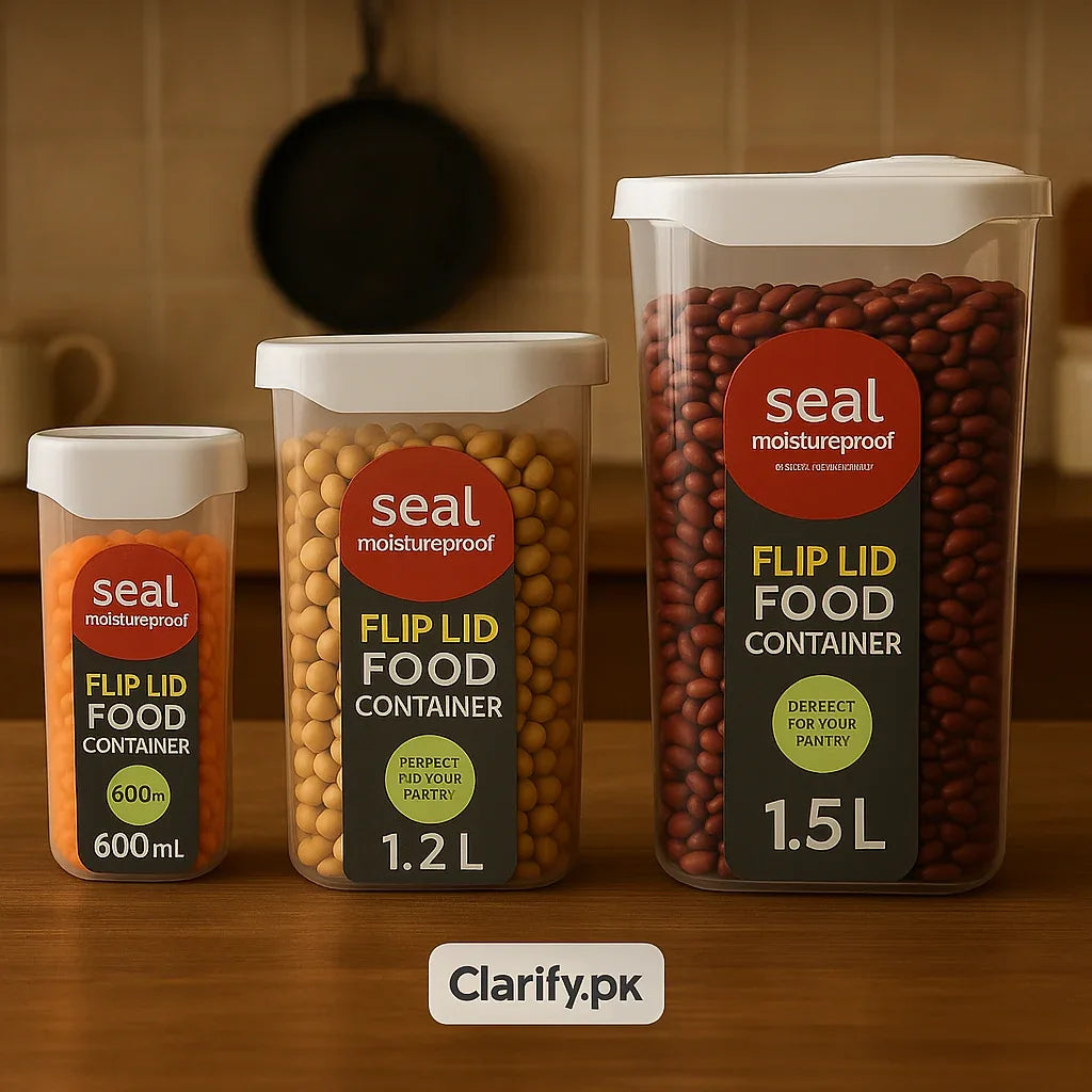 Acrylic Flip Lid Food Container Set of 3 – Kitchen Storage - Clarify.pk