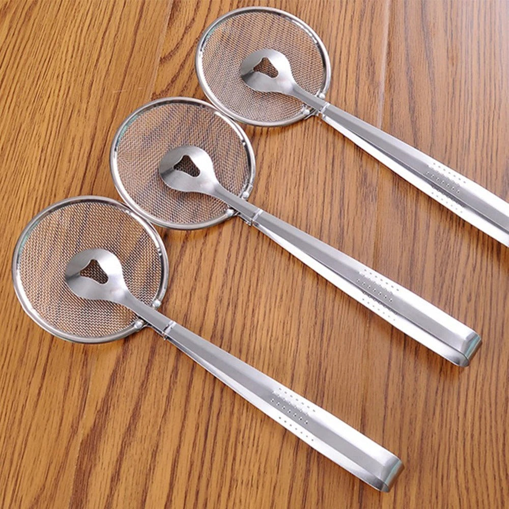 2-in-1 Frying Tong Strainer – Precision Oil Drainage Tool NC