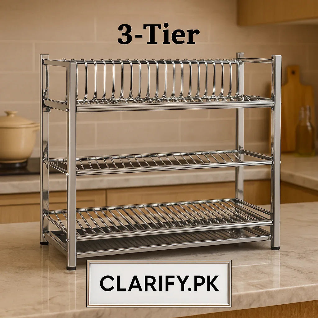 Pure Stainless Steel Dish & Plate Rack – Square Style - Clarify.pk