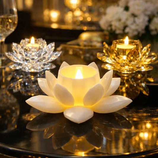 Crystal Lotus Led Candle Light– Luxury Decorative - Clarify.pk