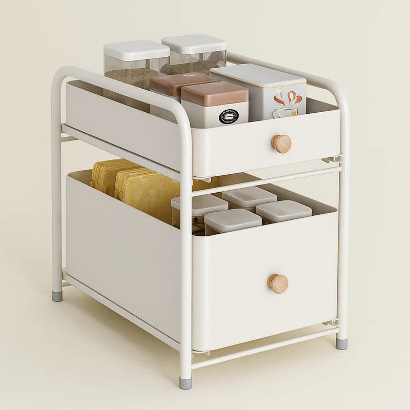 Binca Modern Countertop Storage Cart – 2-Tier Mobile Organizer