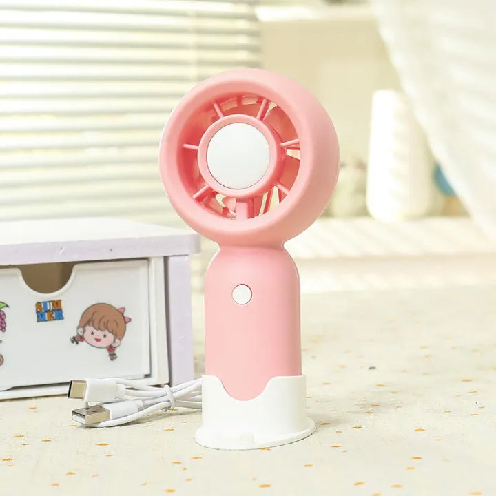 3-Speed Mini Handheld Fan with Phone Stand