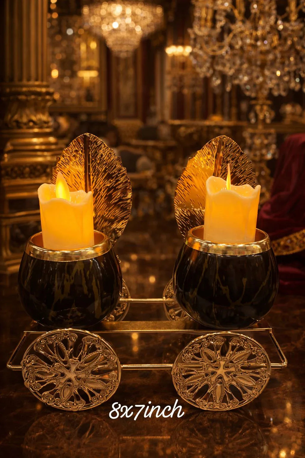 Luxury Black & Gold Double Candle Holder for Home Décor - Clarify.pk
