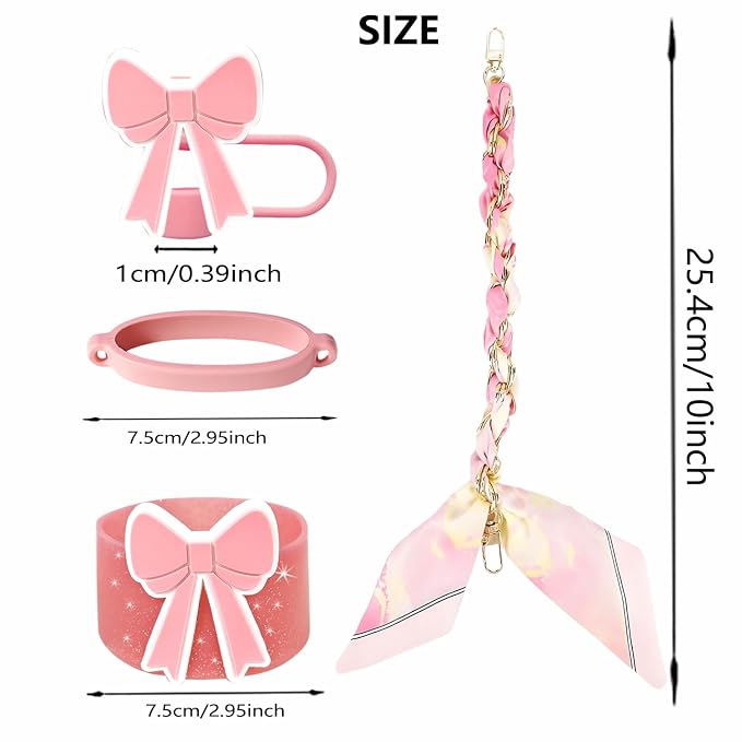 Stanley Tumbler Bow Accessories Set – Straw Topper, Silicone Boot & Scarf Handle