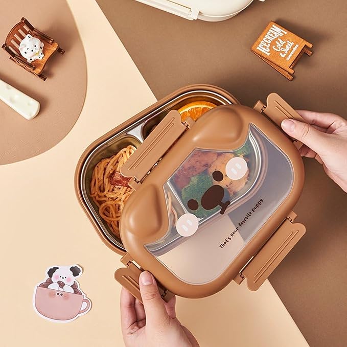 Kids Bento Box – Stainless Steel, Puppy Design