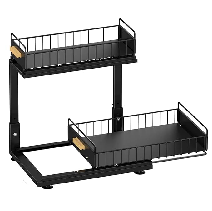 2-Tier Adjustable Under-Sink Organizer with Pull-Out Baskets
