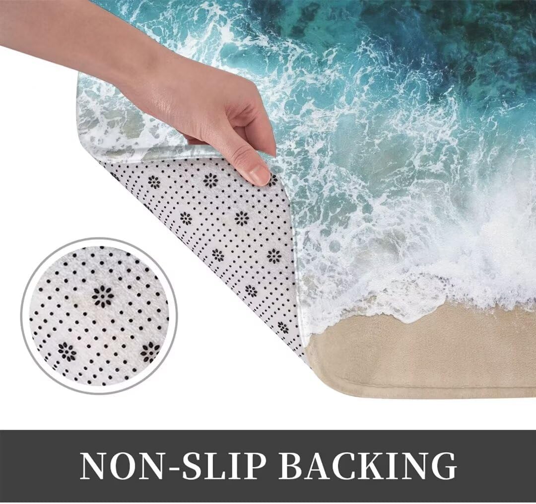 3D Ocean Wave Beach Bathroom Mat – Anti-Slip Rug