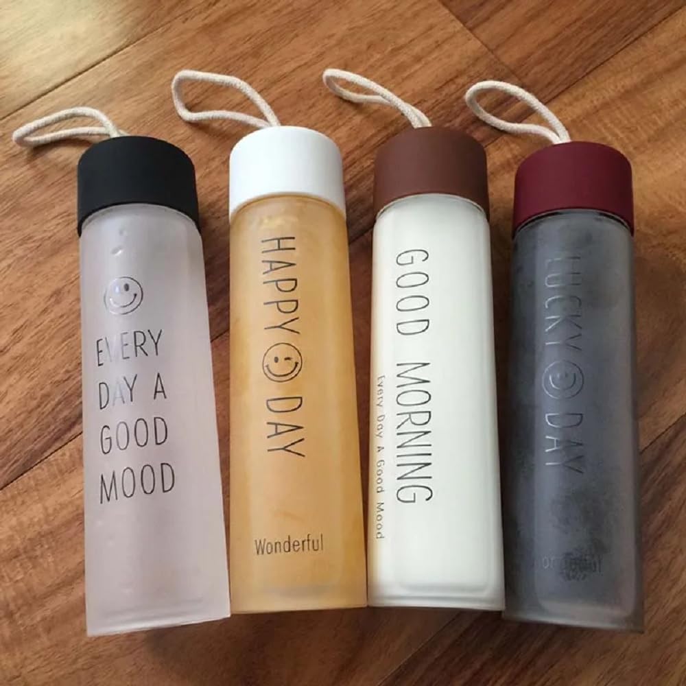 380ml Glass Water Bottle - BPA-Free Leakproof Flask