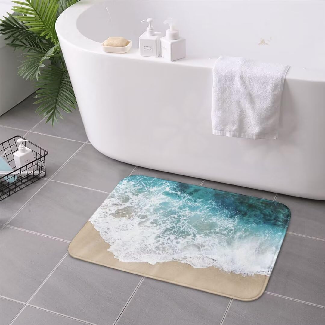 3D Ocean Wave Beach Bathroom Mat – Anti-Slip Rug