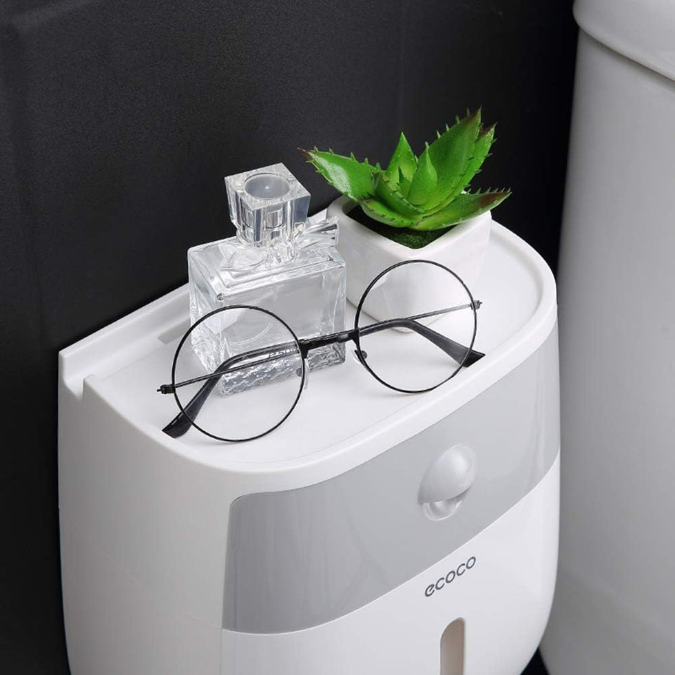 ECOCO Double-Layer Tissue Box & Stationery Storage Organizer