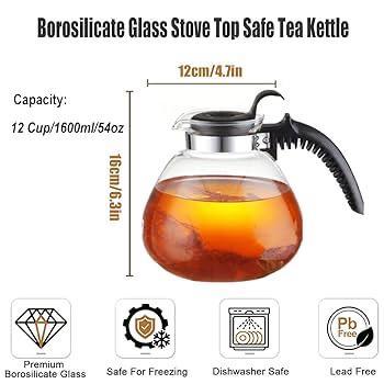 Borosilicate Glass Fireproof Kettle – 1L - Clarify.pk