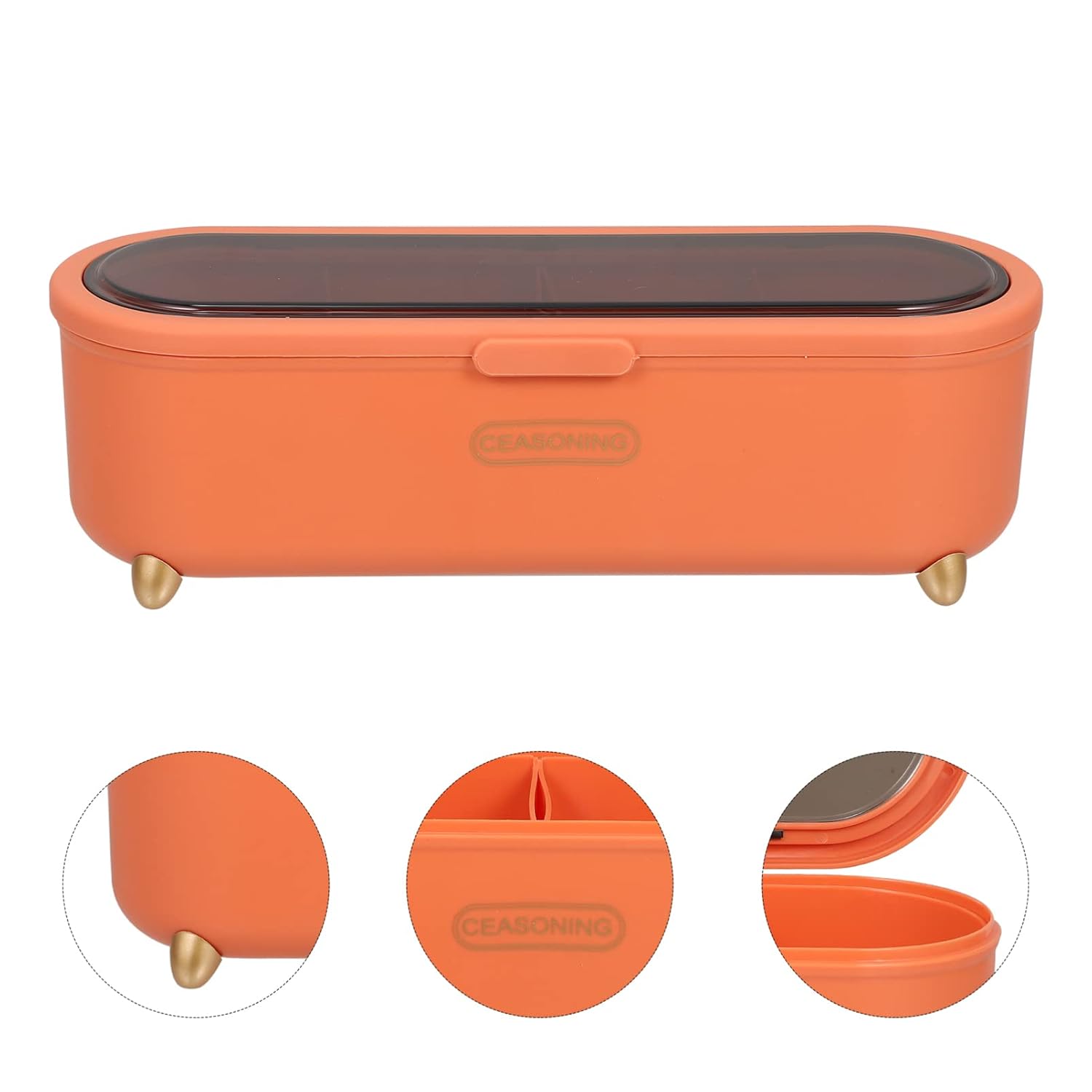 Four-Compartment Seasoning Box with Integrated Handles – Kitchen Spice Organizer